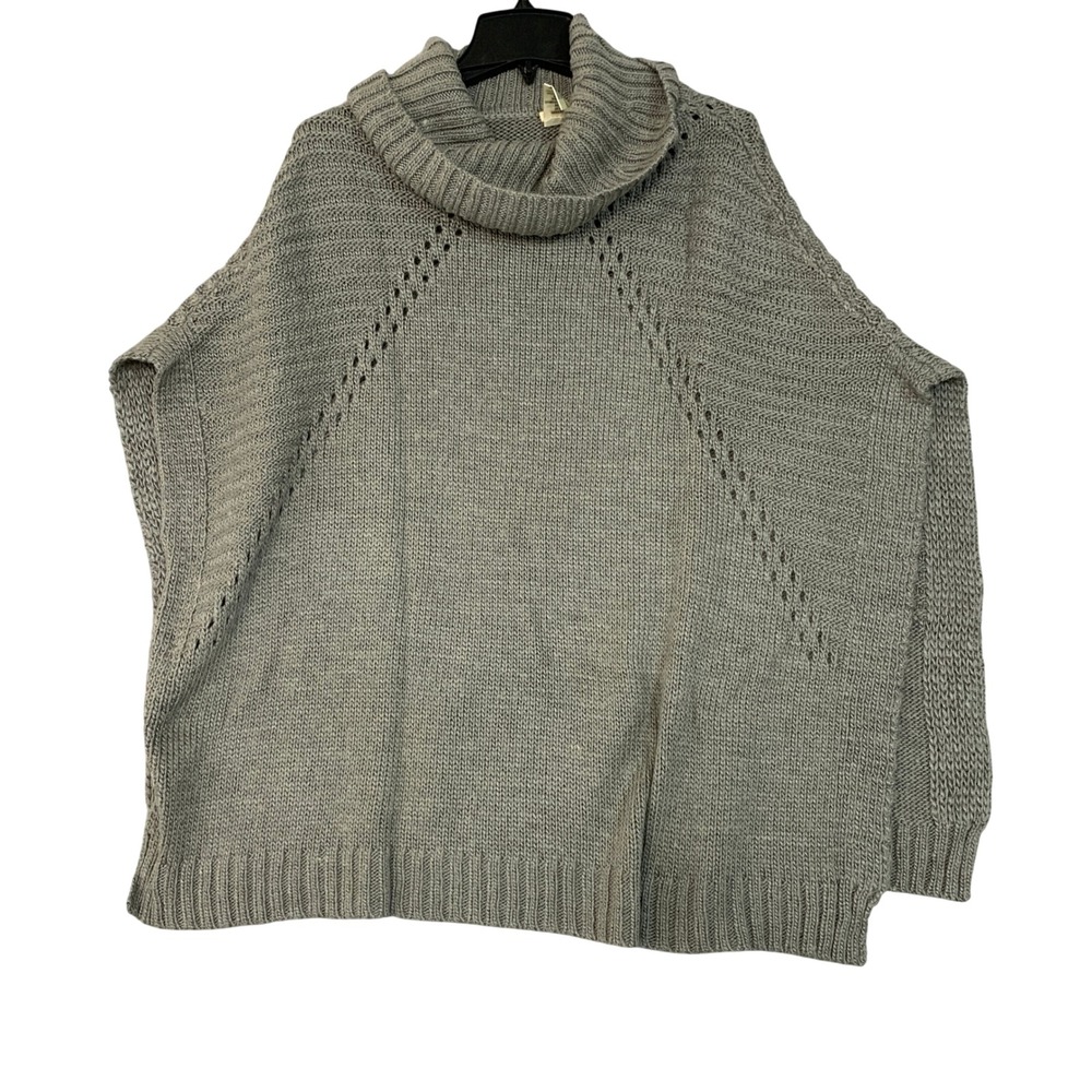 Cape Sweater Wool Blend  Women's S Cowl Neck Gray